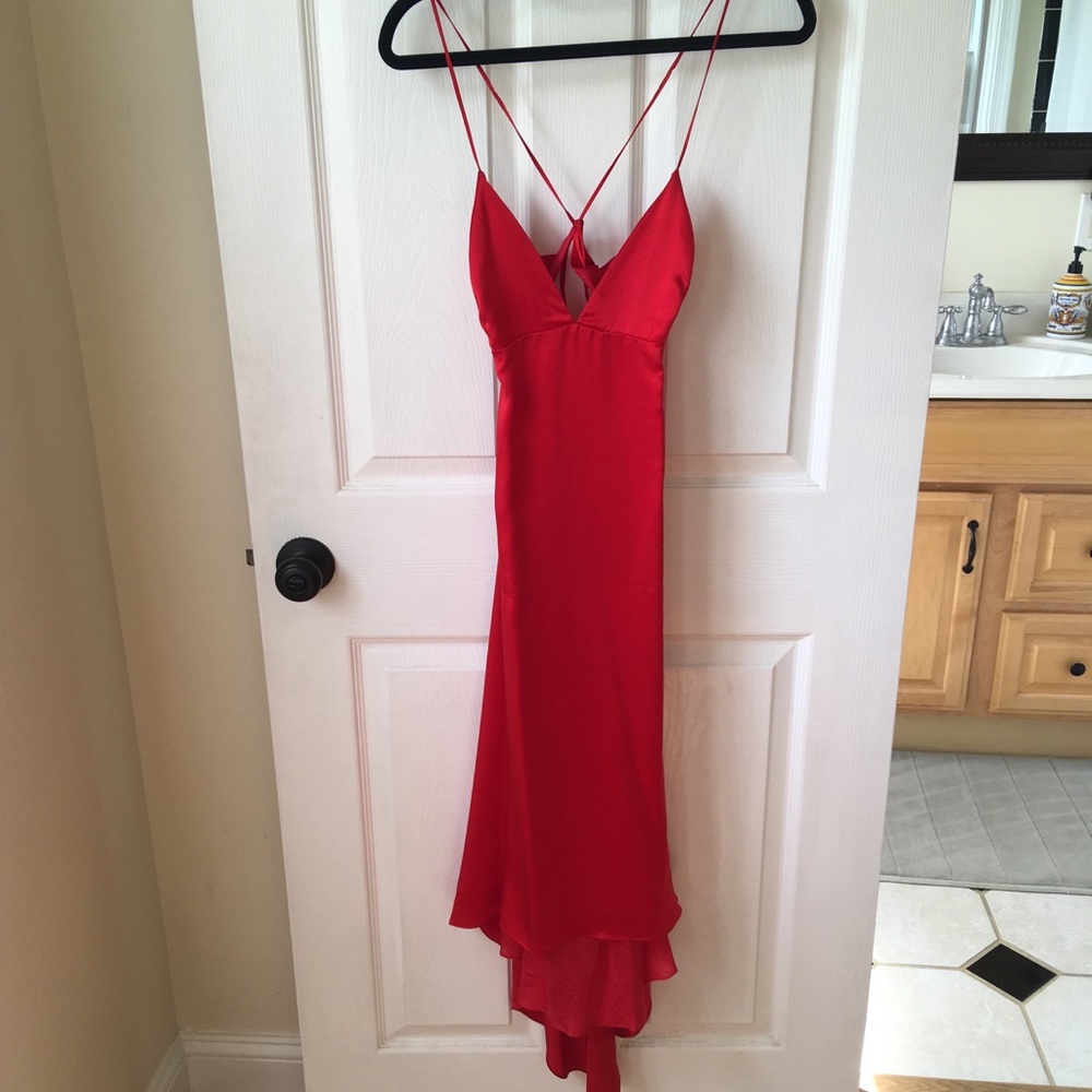 Red silk dress